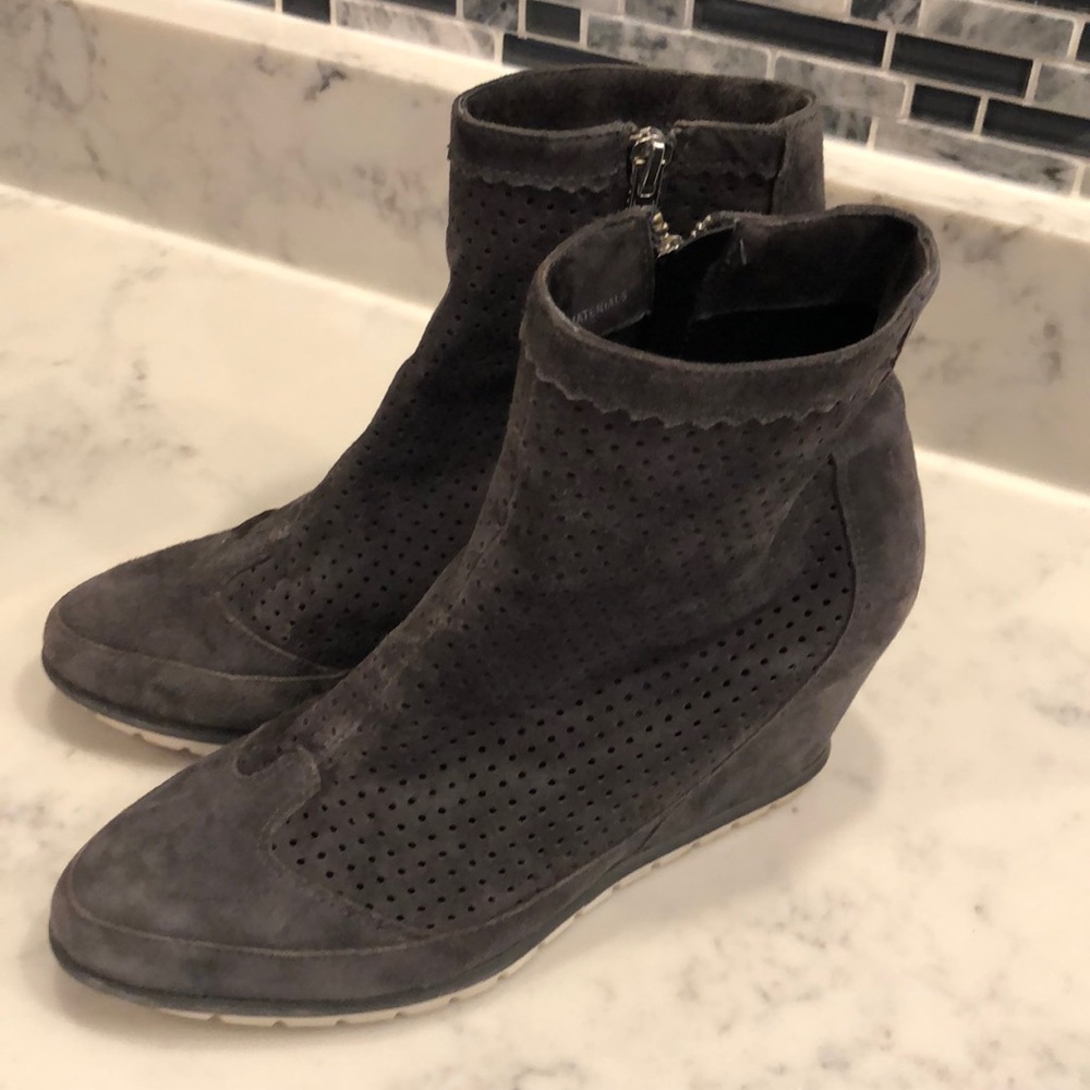 Anthropologie leather suede bootie
